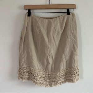 Tommy Bahama Beige Linen Skirt with Ruffle Hem Size 0 NWT